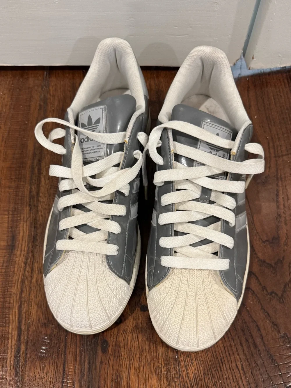 adidas Grey and White Classic Shell-Toe Sneakers